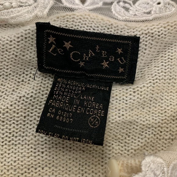 Vintage le chateau wool angora lace Peter Pan collar sweater - Picture 3 of 4